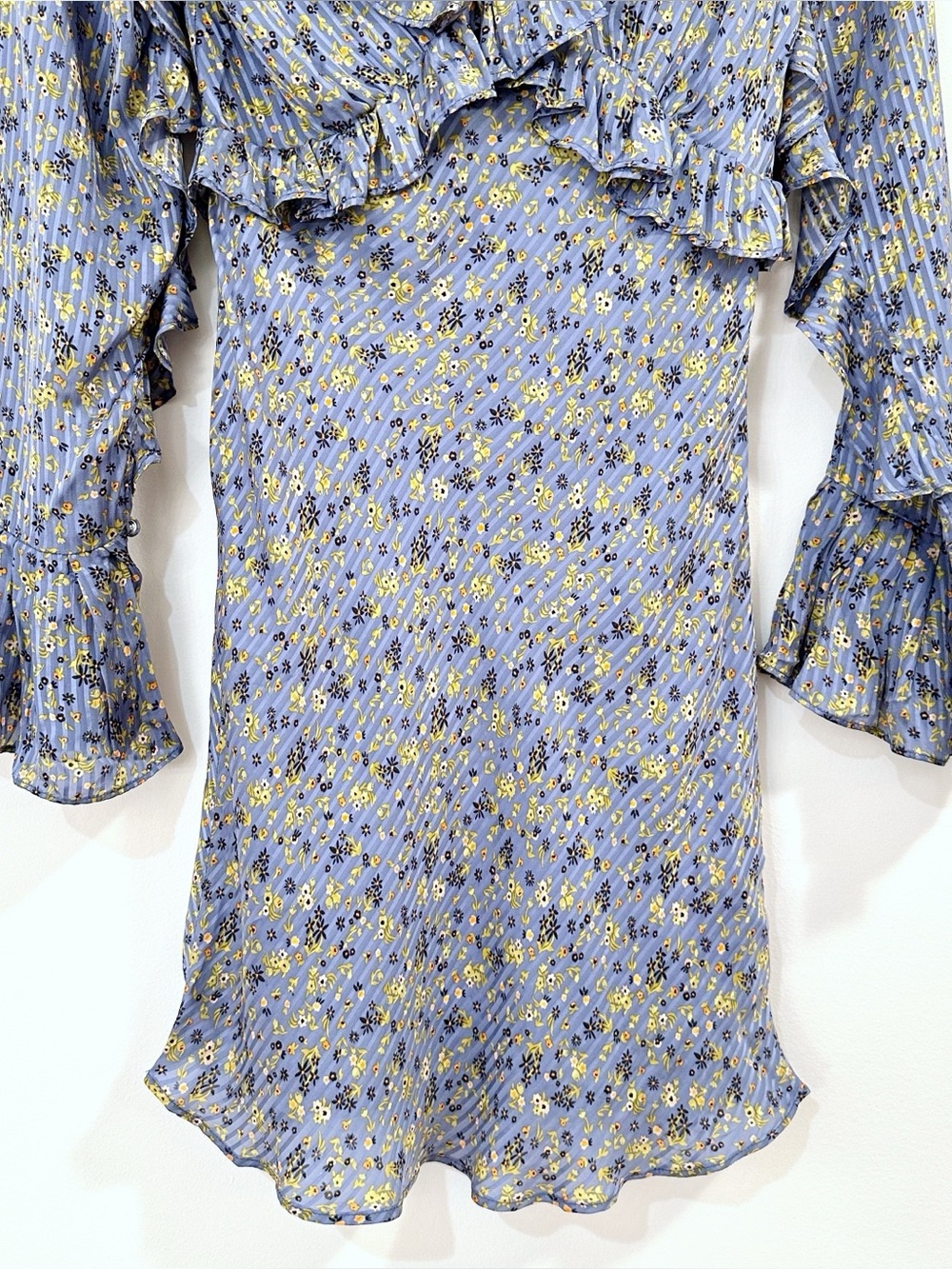 Free People Long Sleeve Empire Mini Dress Blue Size 2 - Picture 8 of 13